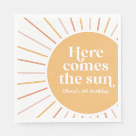 Guardanapo De Papel Aqui Vem o Sol Boho Feliz Aniversário Sunshine