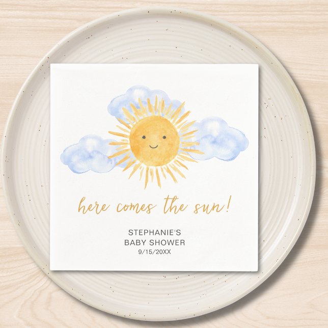 Guardanapo De Papel Aqui Vem O Sol Chá de Bebê Boho  (Criador carregado)