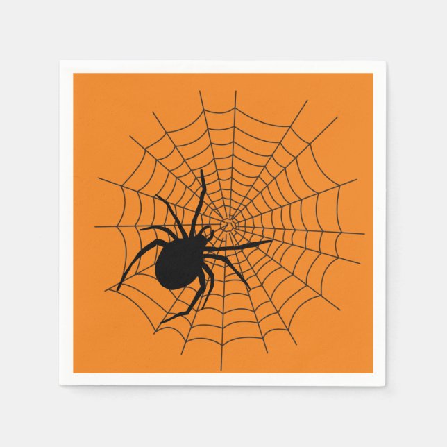 Guardanapo De Papel Aranha-Aranha-do-Halloween Laranja (Frente)