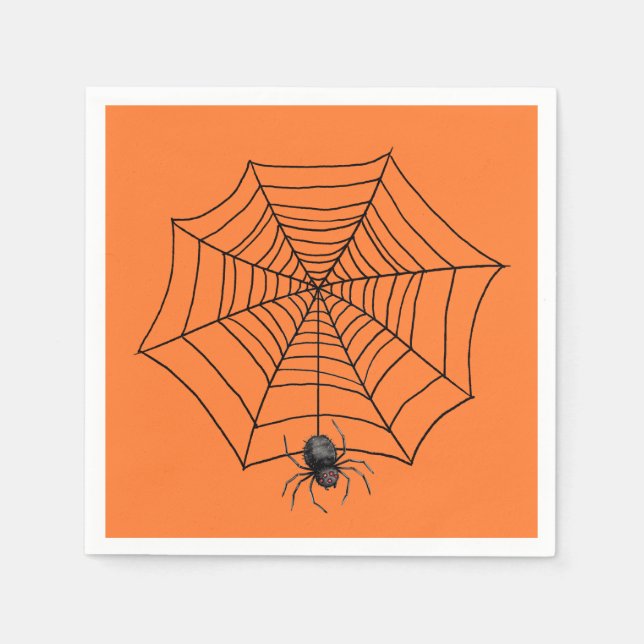 Guardanapo De Papel Aranha de Halloween na Teia (Frente)