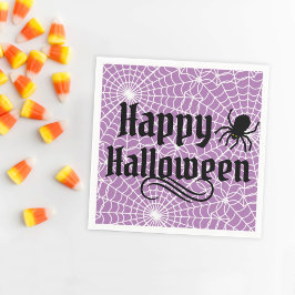 Guardanapo De Papel Aranha de Teia Roxa Vintage Feliz Halloween Aranha