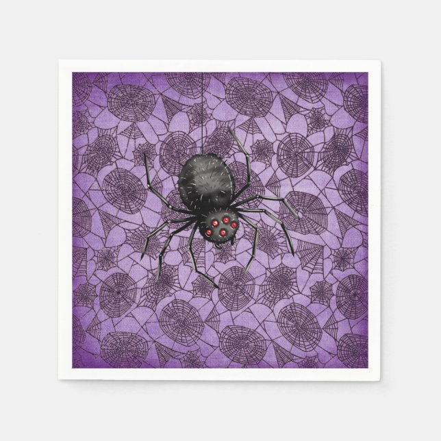 Guardanapo De Papel Aranha-Halloween Enxerta Em Roxo (Frente)