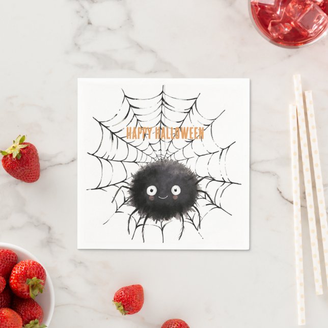 Guardanapo De Papel Aranha Preta de Halloween na Teia (Insitu)