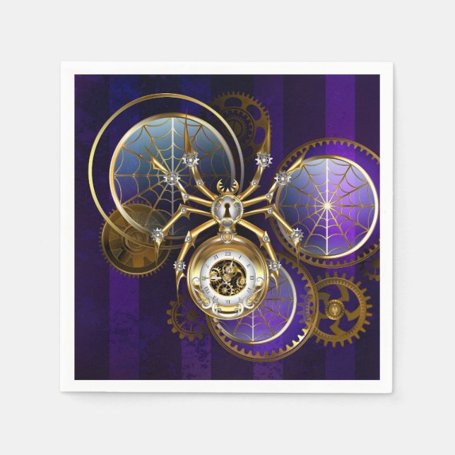 Guardanapo De Papel Aranha Steampunk no fundo roxo (Frente)