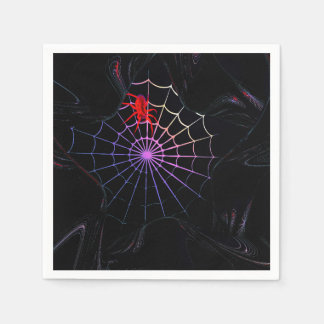 Guardanapo De Papel Aranha Vermelha Em Uma Web Brilhante