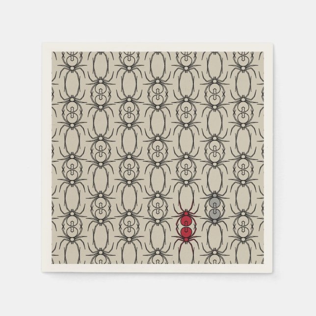Guardanapo De Papel Aranhas - Branco Osso e Preto Bato (Frente)