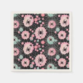 Guardanapo De Papel Aranhas E Semanas Em Blues Rosa E Pálido Em Preto