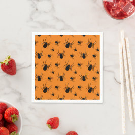 Guardanapo De Papel Aranhas Padrão de Halloween Preto e Laranja
