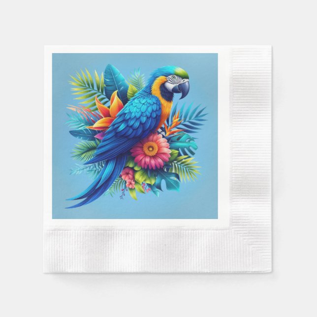Guardanapo De Papel Arara tropical azul-colorida (Frente)