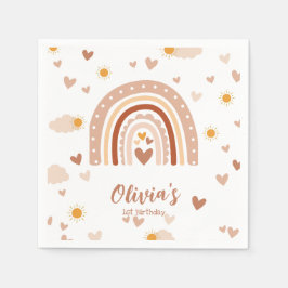 Guardanapo De Papel Arc en ciel Boheme - 1 an Anniversaire Fille