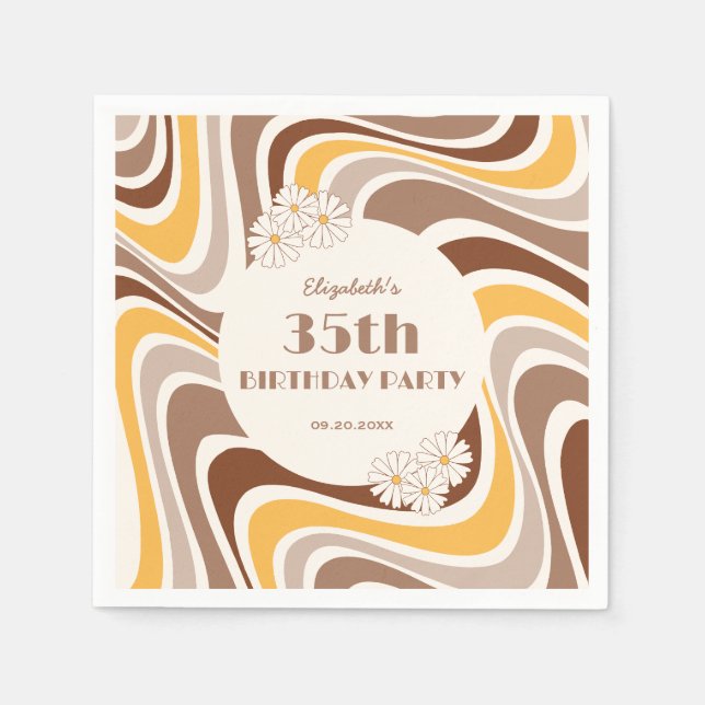 Guardanapo De Papel Arca da Flor Artística da Onda Retroativa Marrom A (Frente)