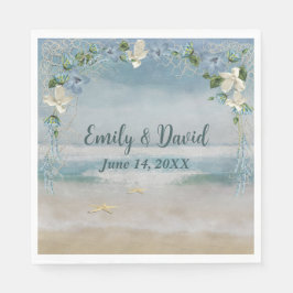 Guardanapo De Papel Arca Flor De Casamento Na Aquarela Do Oceano