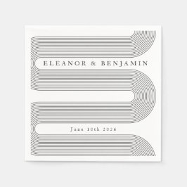 Guardanapo De Papel Arch Personalizado Linhas Brancas Pretas Nome Lega
