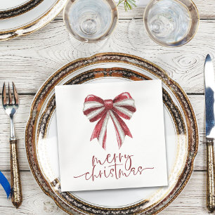 Guardanapo De Papel Arco branco vermelho brilhante Feliz Natal