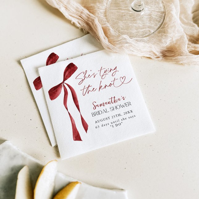 Guardanapo De Papel Arco Burgundy Ela é Chá de panela Casando (Criador carregado)