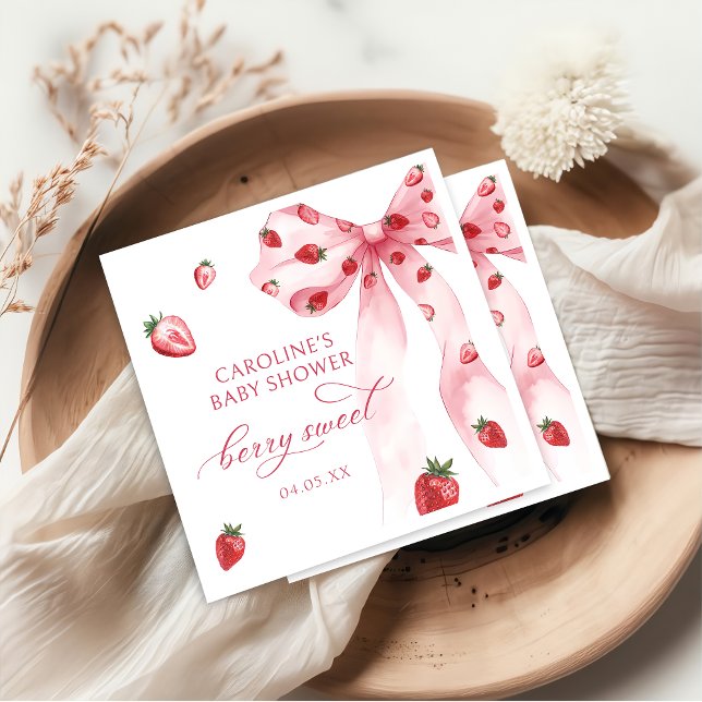 Guardanapo De Papel Arco Coquette Strawberry Chá de fraldas Napkins (Criador carregado)