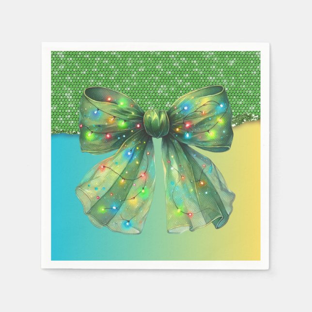 Guardanapo De Papel Arco das Luzes do Natal Driling Bling Merry Xmas (Frente)