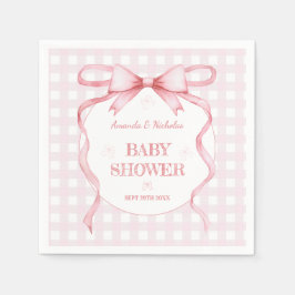 Guardanapo De Papel Arco de Aquarela Rosa Brilhante Gingham Baby Girl 