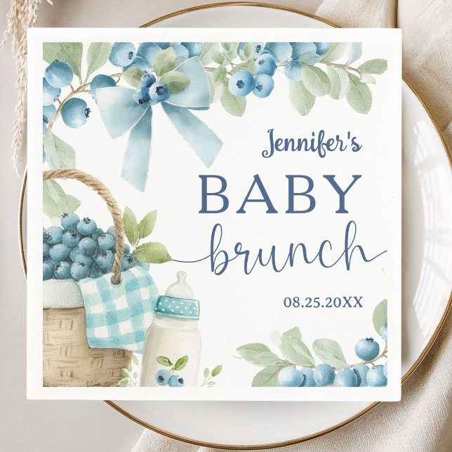 Guardanapo De Papel Arco de Brunch de Bebê Blueberry & Garrafa Menino  (Criador carregado)