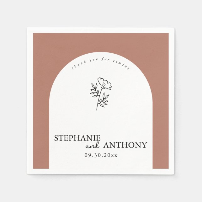 Guardanapo De Papel Arco de Casamento de Flores Silvestres de Terracot (Frente)