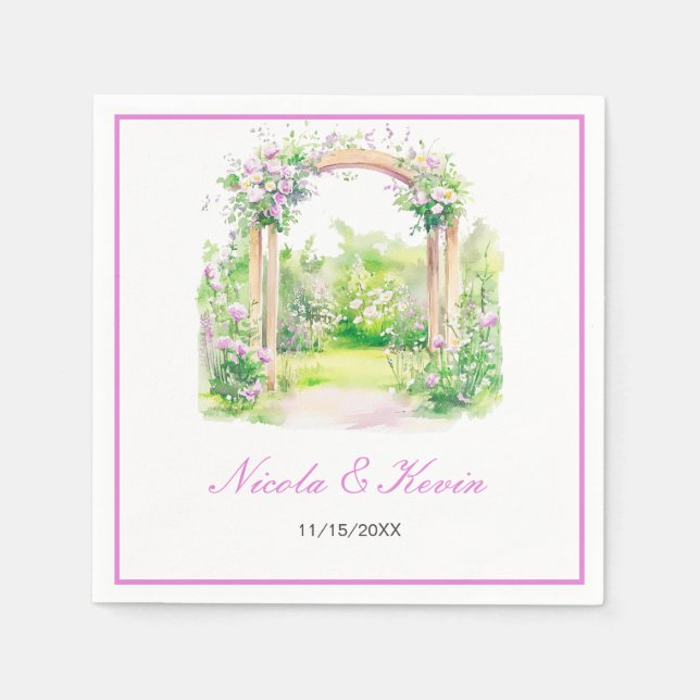 Guardanapo De Papel Arco de Casamento Floral de Primavera (Frente)