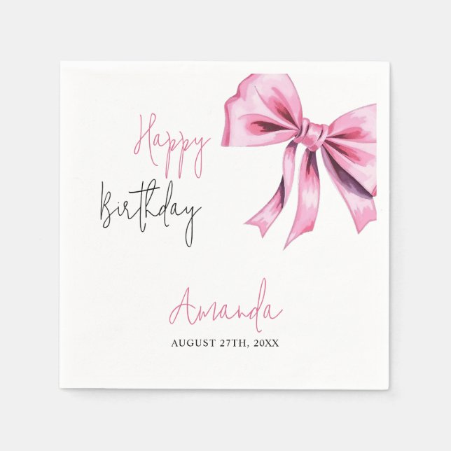 Guardanapo De Papel Arco de coquete rosa elegante Doce 16 Aniversário (Frente)