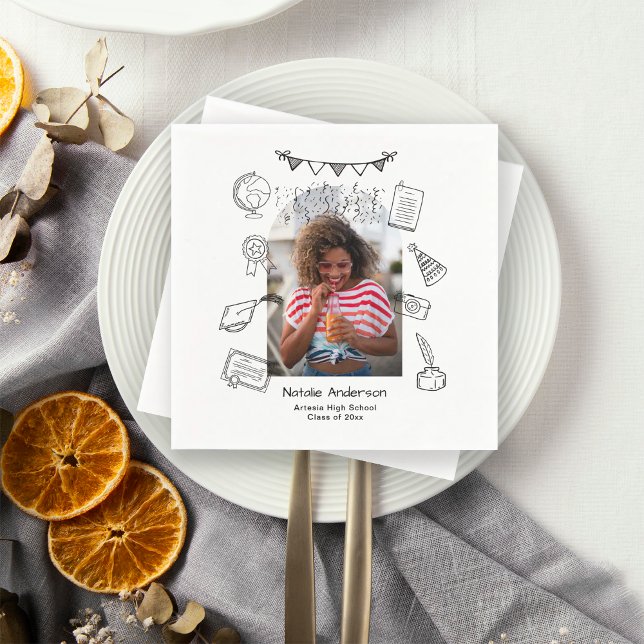 Guardanapo De Papel Arco de Foto Chic Desenhado à Mão Festa de Graduaç (Criador carregado)