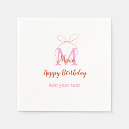Guardanapo De Papel Arco de glitter rosa adicionar nome letra monogram