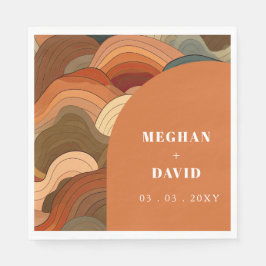 Guardanapo De Papel Arco de Onda de Retrô Terrestre Terracotta Laranja