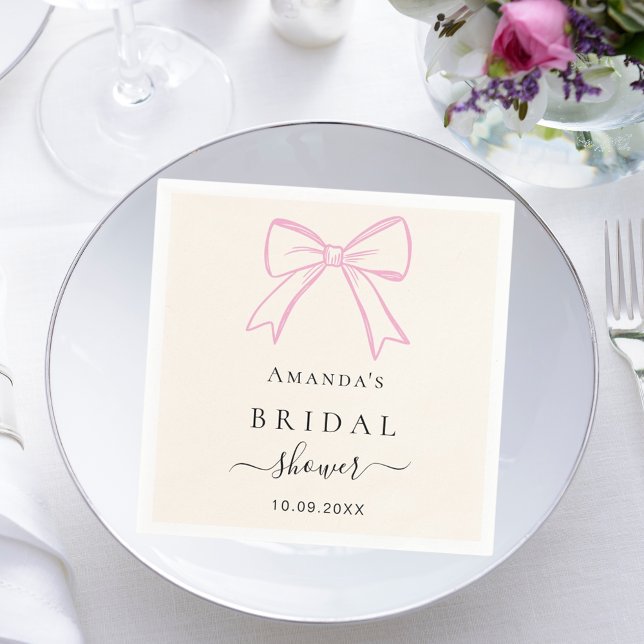 Guardanapo De Papel Arco desenhado à mão em rosa creme para Chá de Noi (Criador carregado)