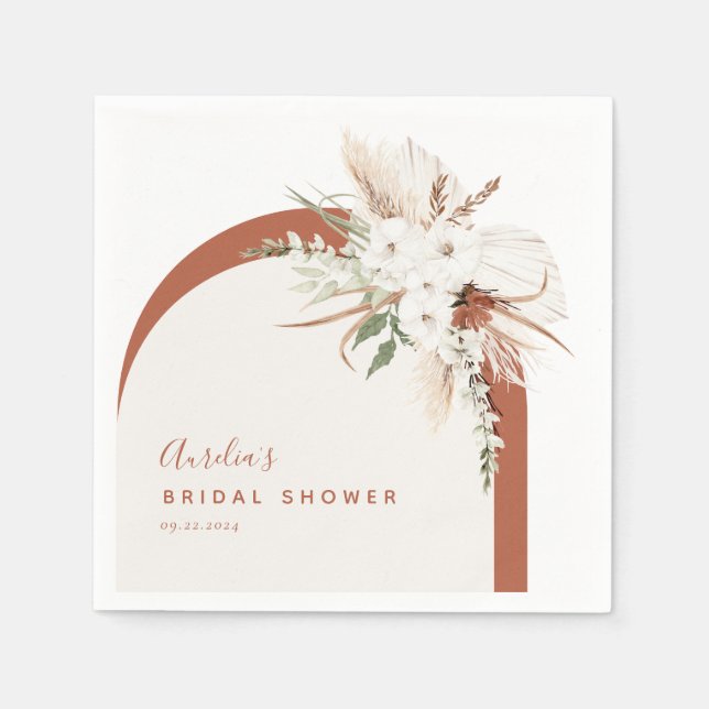 Guardanapo De Papel Arco Floral Boho Terracotta (Frente)