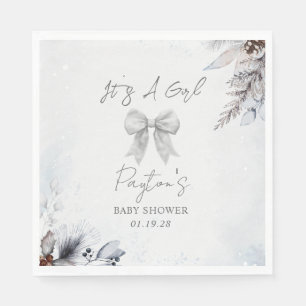 Guardanapo De Papel Arco Floral Winter Girl Chá de fraldas Bem-vindo