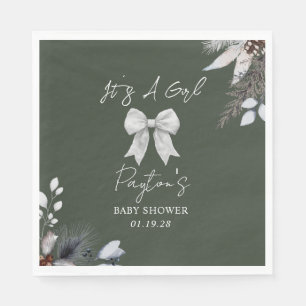Guardanapo De Papel Arco Floral Winter Girl Green Chá de fraldas Bem-v