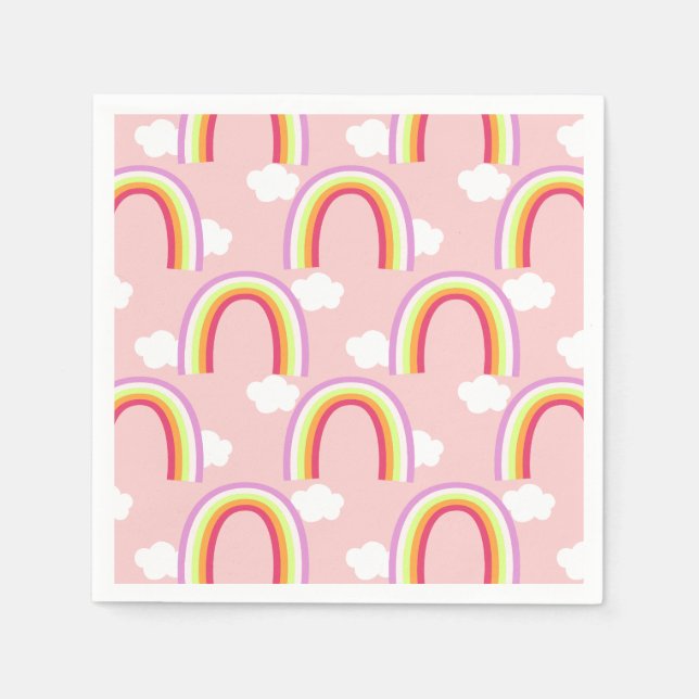 Guardanapo De Papel Arco-íris com Nuvem Rosa (Frente)