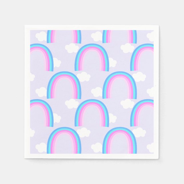 Guardanapo De Papel Arco-íris com Nuvem Rosa Claro (Frente)