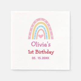 Guardanapo De Papel Arco-íris de Pastel com festa de aniversário