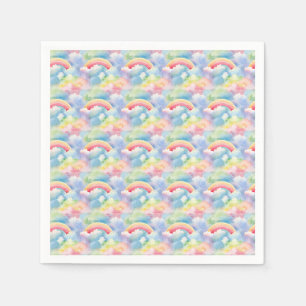Guardanapo De Papel Arco-íris duplo e nuvens coloridas no céu