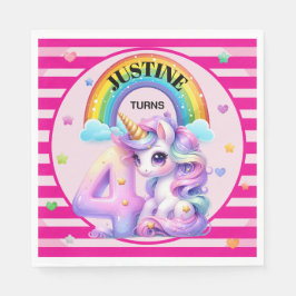 Guardanapo De Papel Arco-íris e Unicórnio, quarto aniversário