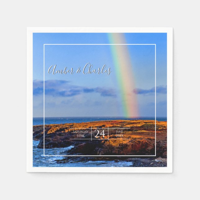 Guardanapo De Papel Arco-Íris, Esperança e Felicidade, Casamento (Frente)
