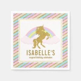 Guardanapo De Papel Arco-Íris Mágico e Unicórnio Napkins