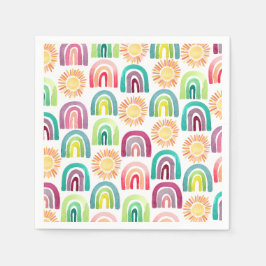 Guardanapo De Papel Arco-Íris Moderno e primeiro aniversario Solares
