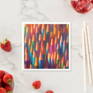 Guardanapo De Papel Arco-Íris Paleta de Lápis Colorida Aquarela