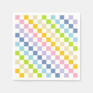 Guardanapo De Papel Arco-íris Pastel Checkered
