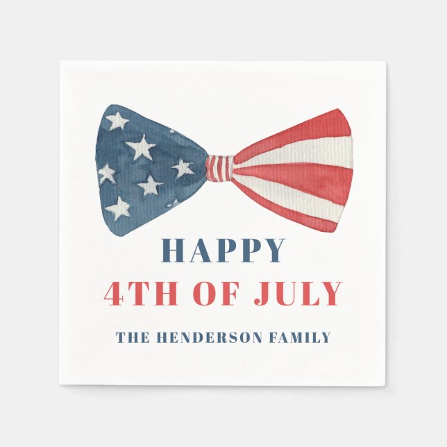 Guardanapo De Papel Arco Patriótico Vermelho, Branco E Azul 4 De Julho (Frente)
