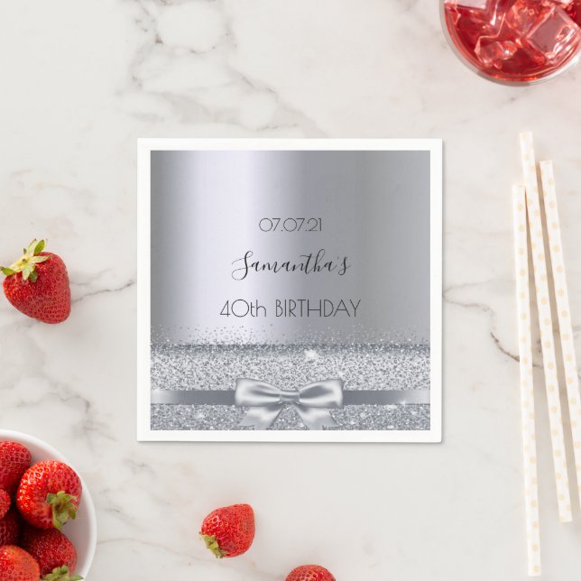 Guardanapo De Papel arco prateado aniversário de 40 anos (Insitu)