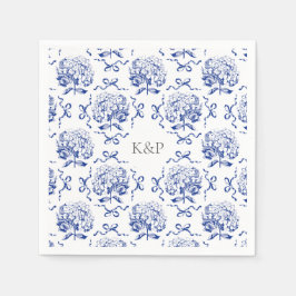 Guardanapo De Papel Arco Preppy Blue Toile Hydrangea com nome