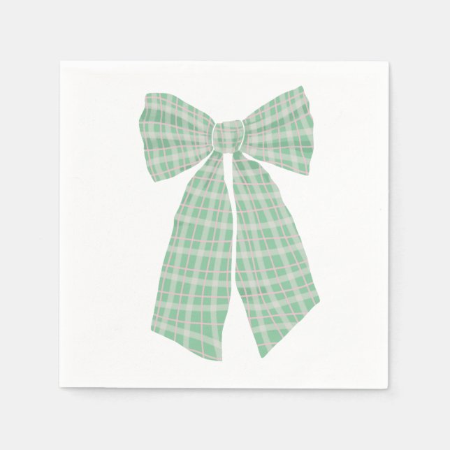 Guardanapo De Papel Arco Romântico de Gingham Verde Moderno e Bonito (Frente)