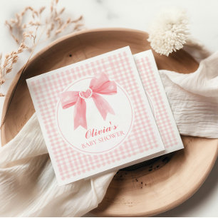 Guardanapo De Papel Arco rosa e chá de fraldas de pré-disquete gingham