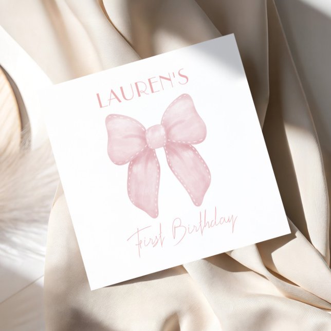 Guardanapo De Papel Arco Rosa Elegante Primeiro Aniversário (Criador carregado)