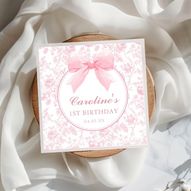 Guardanapo De Papel Arco Rosa Toile Chinoiserie Floral Birthday Napkin (Criador carregado)